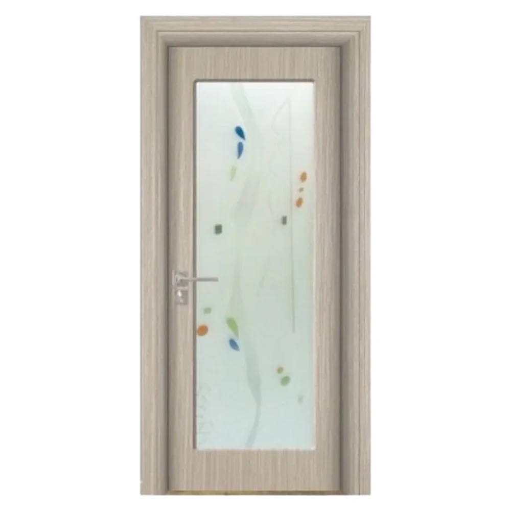 Usa Interior din MDF Novo Doors ND110, Cadru din Lemn Masiv, Geam Sablat, KIT COMPLET, Toc , Manere si balamale incluse (Culoare: Gri, Dimensiune: 60 cm, Toc: Fix, Maner: Patrat auriu inchidere magnetica)