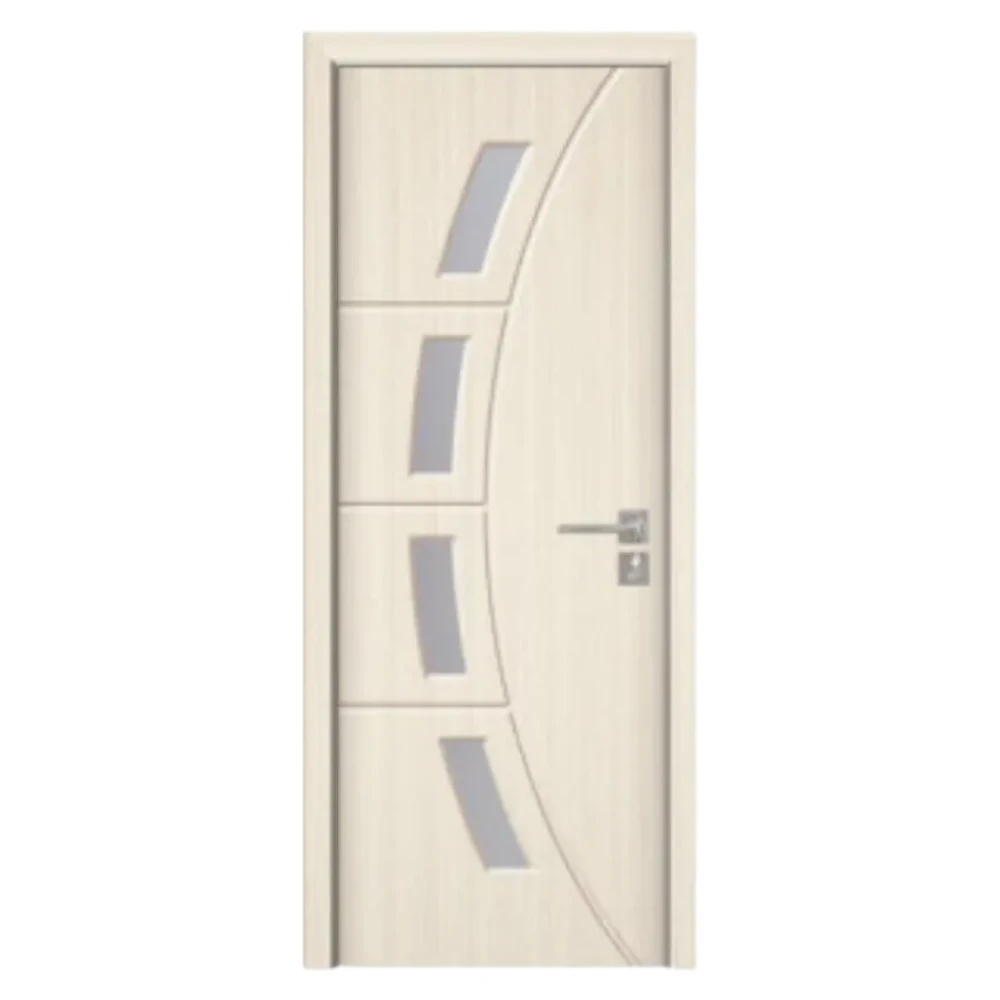 Usa Interior din MDF Novo Doors ND508, Cadru din Lemn Masiv, Geam Sablat, KIT COMPLET, Toc , Manere si balamale incluse (Culoare: Crem, Dimensiune: 80 cm, Maner: Patrat argintiu crom, Toc: Fix)