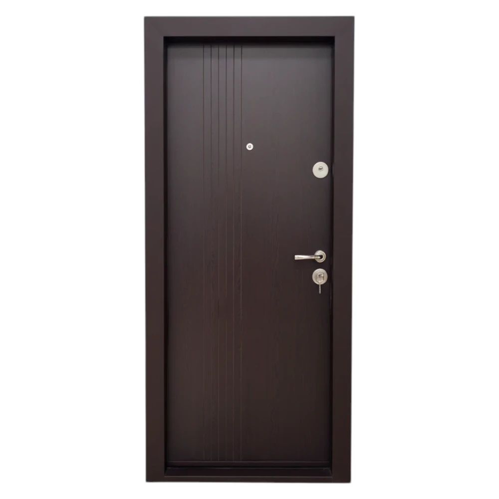 Usa metalica de apartament cu izolatie si vizor Novo Doors First Class NDS31, Deschidere Stanga Dreapta, Dimensiune 200X88 cm, Tabla 1.2 mm, Kit complet, Wenge (Sens deschidere: Stanga)