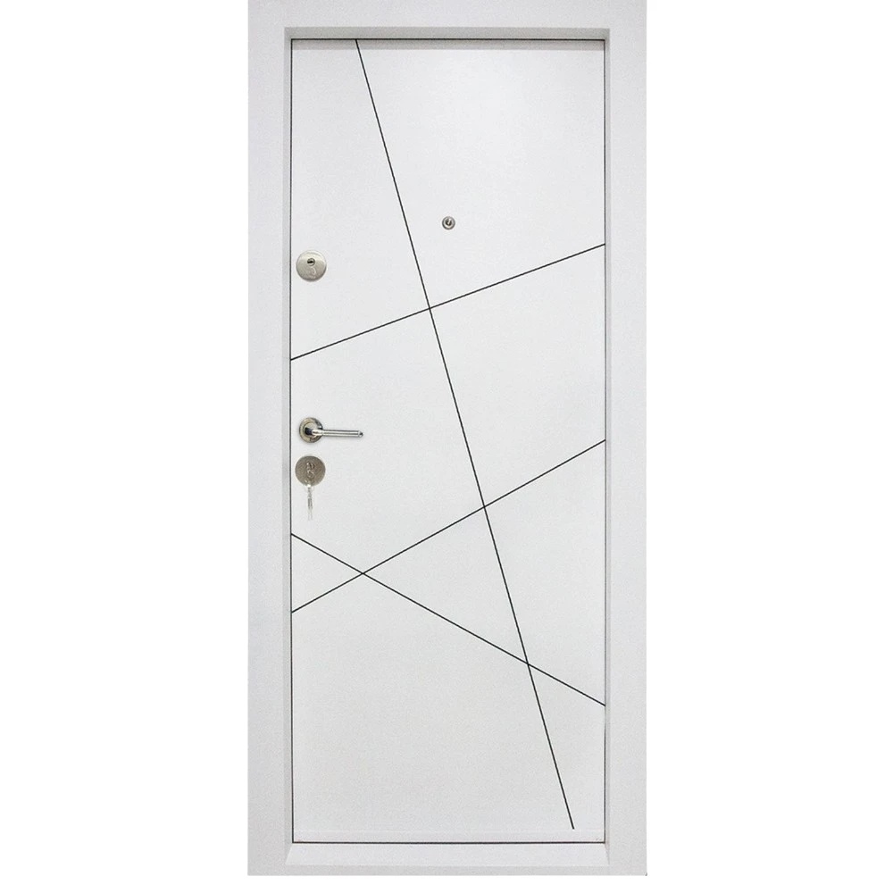 Usa metalica de apartament cu izolatie si vizor Novo Doors First Class NDS11, Deschidere Stanga Dreapta, Dimensiune 200X88 cm, Tabla 1.2 mm, Kit complet (Culoare: Alb, Sens deschidere: Dreapta)