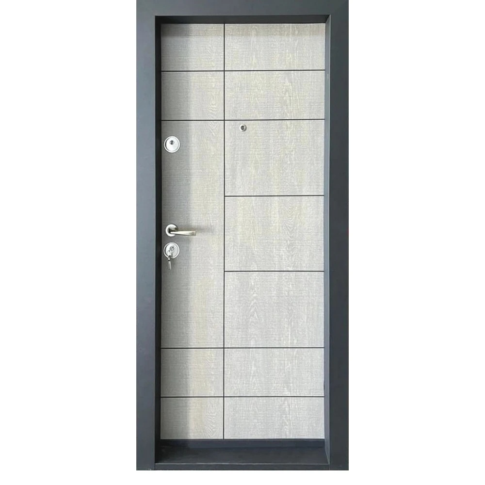 Usa metalica de apartament cu izolatie si vizor Novo Doors First Class NDS01, Deschidere Stanga Dreapta, Dimensiune 200X88 cm, Tabla 1.2 mm, Kit complet, Gri deschis (Sens deschidere: Dreapta)