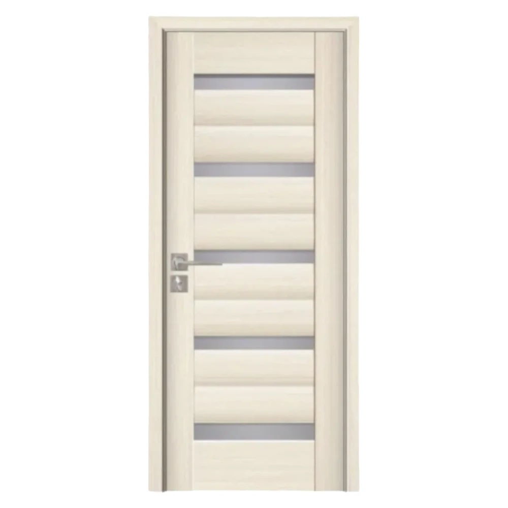 Usa Interior din MDF Novo Doors ND02 LUX PREMIUM, Cadru din Lemn Masiv, KIT COMPLET, Toc Reglabil de 10 CM INCLUS, Plinta pe Ambele Parti (Culoare: Crem, Dimensiune: 60 cm, Maner: Patrat negru inchidere magnetica, Toc: Reglabil 30 cm)