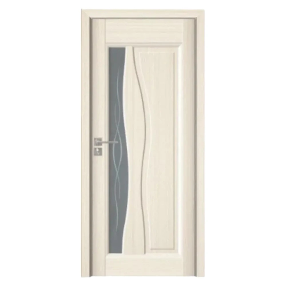 Usa Interior din MDF Novo Doors ND07 LUX PREMIUM, Cadru din Lemn Masiv, KIT COMPLET, Toc Reglabil de 10 CM INCLUS, Plinta pe Ambele Parti (Culoare: Crem, Dimensiune: 80 cm, Maner: Patrat negru inchidere magnetica, Toc: Reglabil 10 cm)