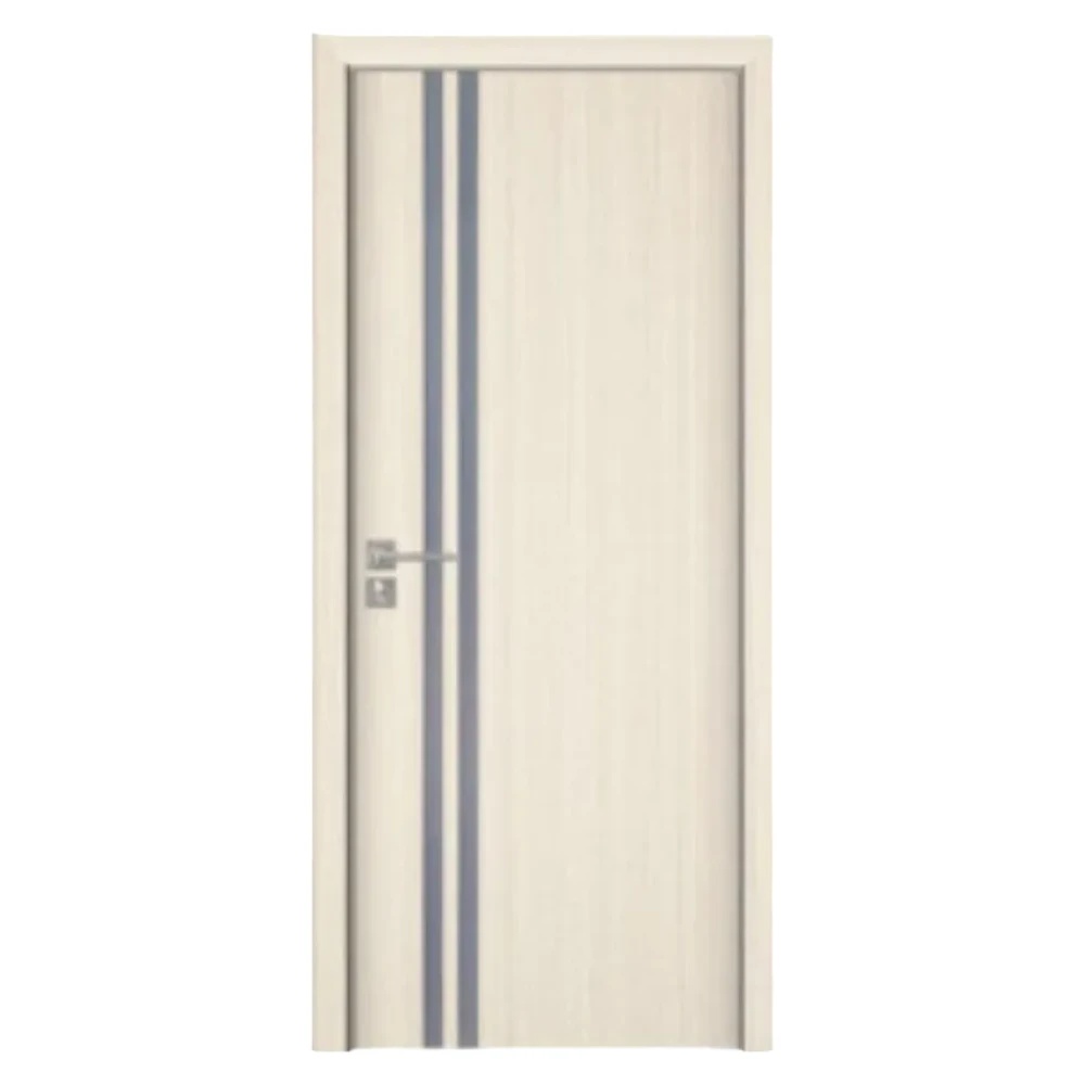 Usa Interior din MDF Novo Doors ND08 LUX PREMIUM, Cadru din Lemn Masiv, KIT COMPLET, Toc Reglabil de 10 CM INCLUS, Plinta pe Ambele Parti (Culoare: Crem, Dimensiune: 80 cm, Maner: Patrat argintiu crom, Toc: Reglabil 10 cm)
