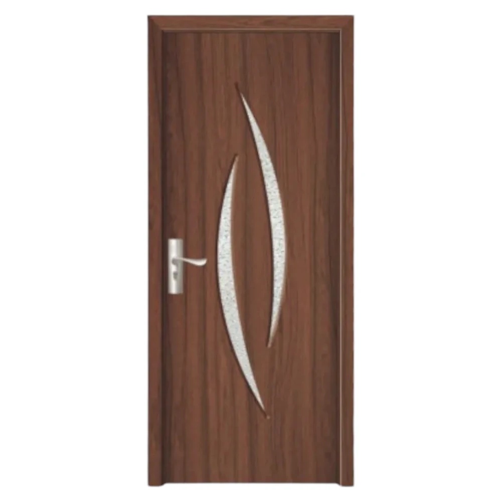 Usa Interior din MDF Novo Doors ND100, Cadru din Lemn Masiv, Geam Sablat, KIT COMPLET, Toc , Manere si balamale incluse (Culoare: Nuc, Dimensiune: 80 cm, Maner: Patrat argintiu crom, Toc: Fix)