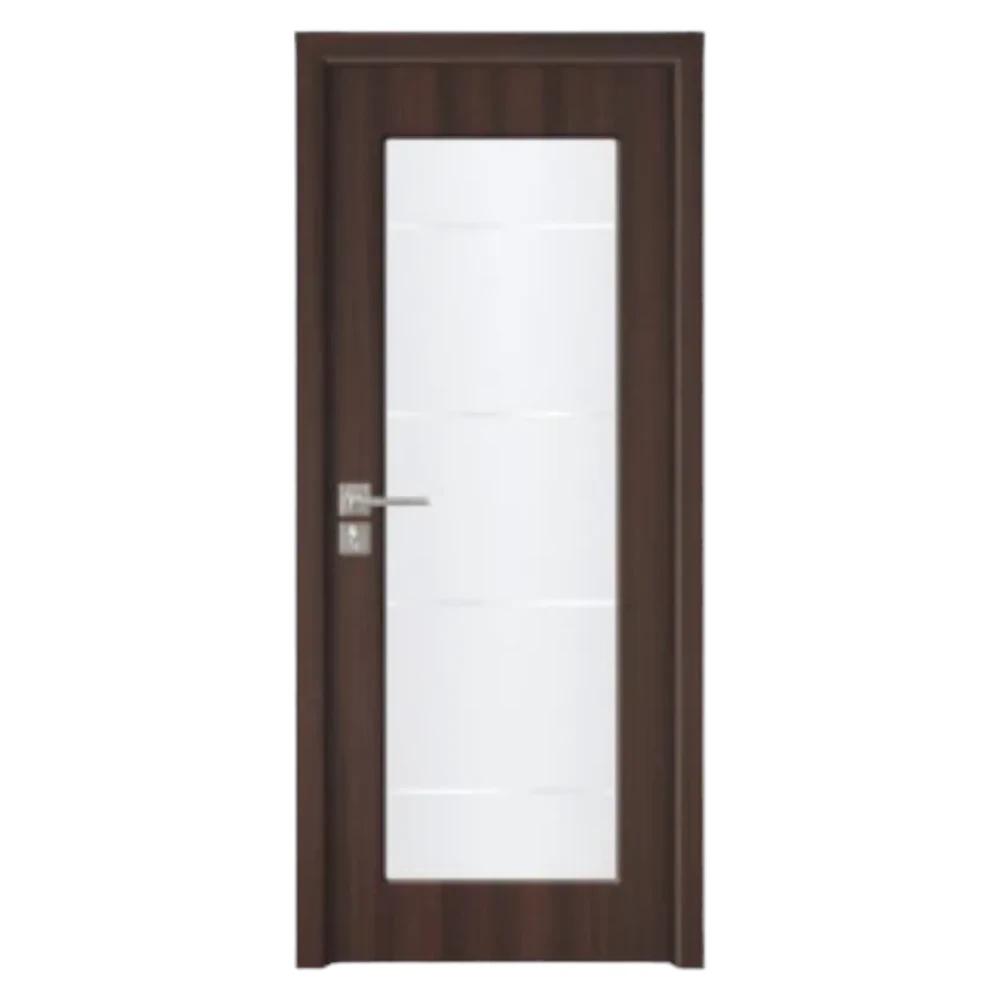 Usa Interior din MDF Novo Doors ND110-1, Cadru din Lemn Masiv, Geam Sablat, KIT COMPLET, Toc , Manere si balamale incluse (Culoare: Wenge, Dimensiune: 70 cm, Toc: Reglabil 10 cm, Maner: Patrat auriu inchidere magnetica)