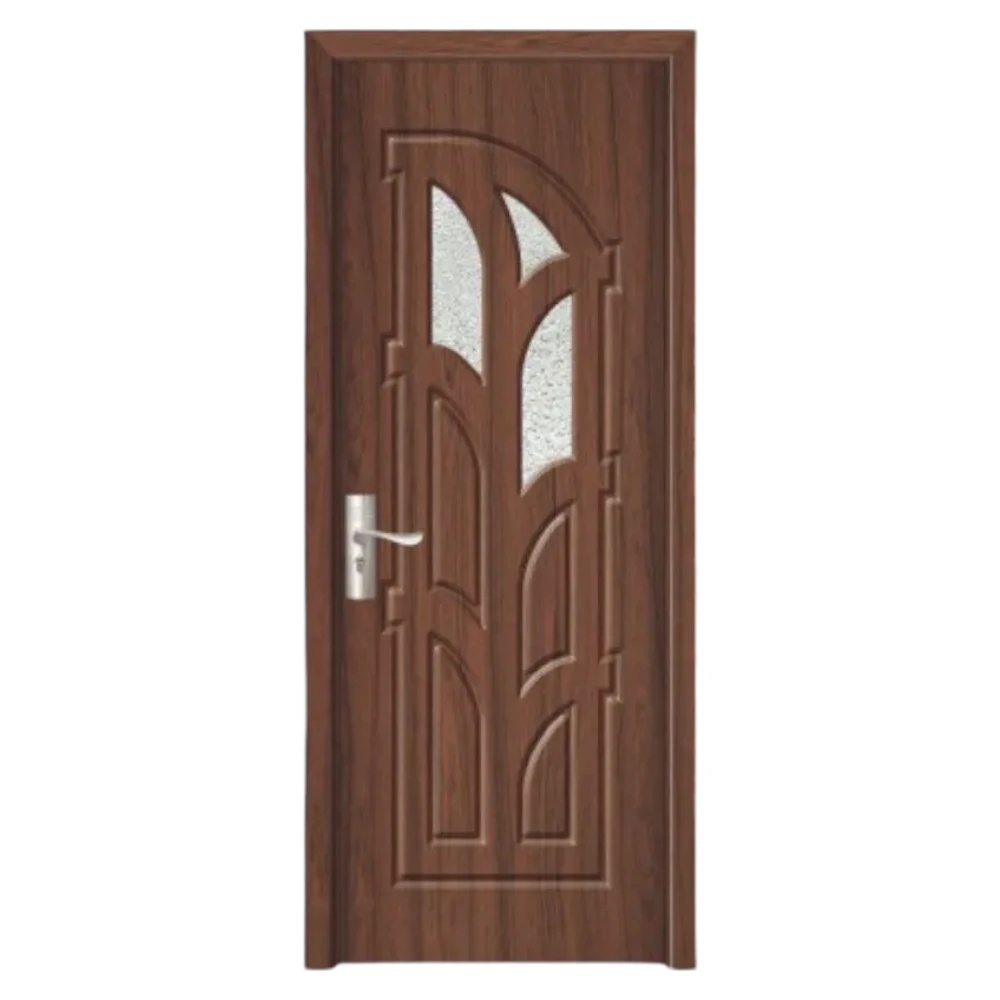 Usa Interior din MDF Novo Doors ND308, Cadru din Lemn Masiv, Geam Sablat, KIT COMPLET, Toc , Manere si balamale incluse (Culoare: Nuc, Dimensiune: 70 cm, Toc: Fix, Maner: Patrat auriu inchidere magnetica)
