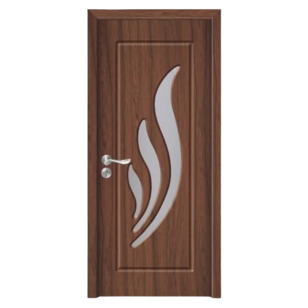Usa Interior din MDF Novo Doors ND310, Cadru din Lemn Masiv, Geam Sablat, KIT COMPLET, Toc , Manere si balamale incluse (Culoare: Nuc, Dimensiune: 60 cm, Toc: Fix, Maner: Patrat auriu inchidere magnetica)
