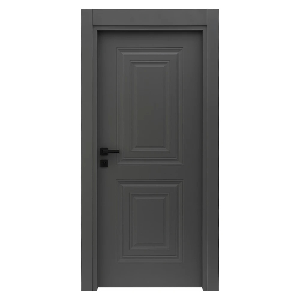 Usa Interior din MDF Novo Doors NDF22 LUX PREMIUM SOFT TOUCH, Cadru din Lemn Masiv, KIT COMPLET, Toc Reglabil de 10 CM INCLUS, Plinta pe Ambele Parti (Culoare: Gri Antracit, Dimensiune: 60 cm, Toc: Reglabil 30 cm, Maner: Rotund argintiu crom)