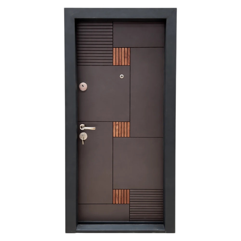 Usa metalica de apartament cu izolatie si vizor Novo Doors First Class NDS06, Deschidere Stanga Dreapta, Dimensiune 200X88 cm, Tabla 1.2 mm, Kit complet, Gri antracit cu insertie Stejar (Sens deschidere: Dreapta)