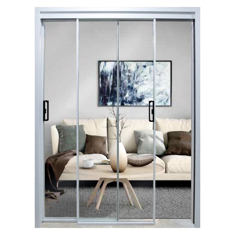 Usa Dubla Glisanta de interior din Termopan Novo Doors ND300, Geam transparent, Cadru din aluminiu, Kit complet, Toc 14 cm INCLUS, 140x200 cm (Culoare: Alb, Maner: Standard, Toc: Fix, Dimensiune: 140 cm)