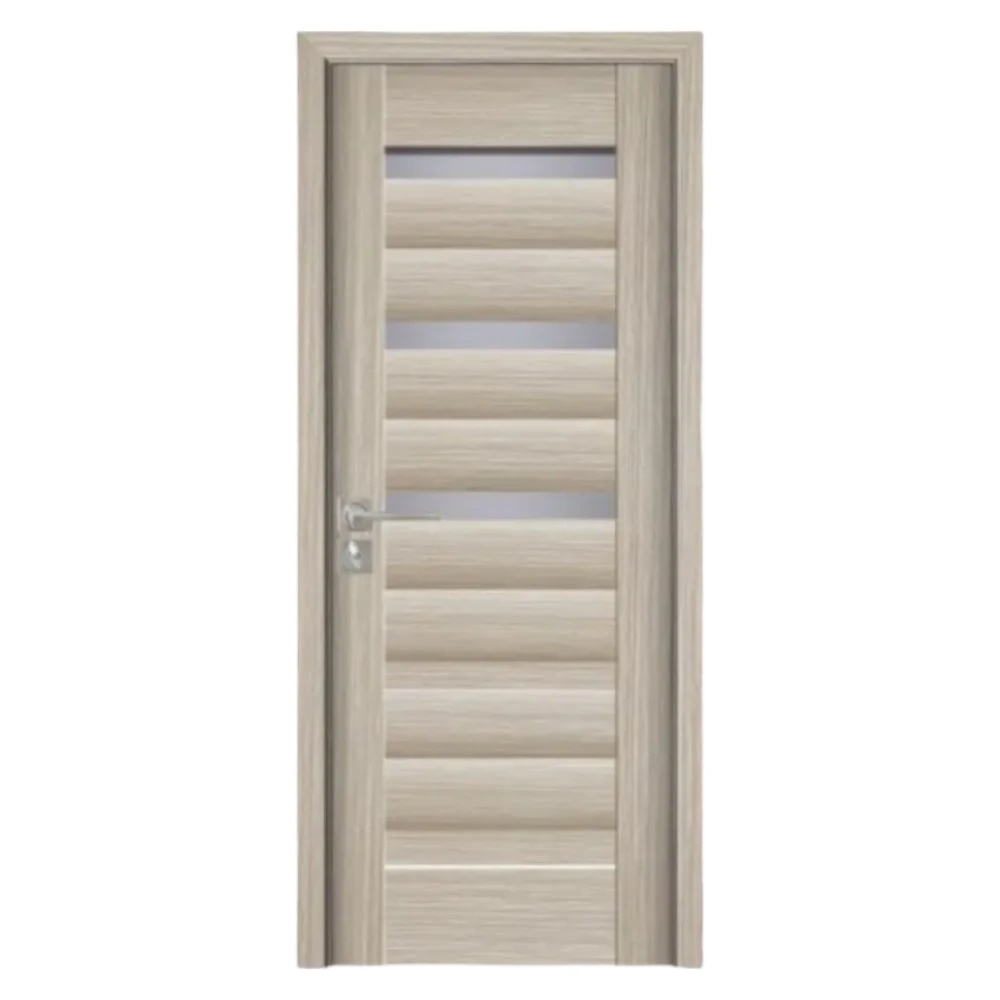 Usa Interior din MDF Novo Doors ND02 LUX PREMIUM, Cadru din Lemn Masiv, KIT COMPLET, Toc Reglabil de 10 CM INCLUS, Plinta pe Ambele Parti (Culoare: Gri, Dimensiune: 80 cm, Toc: Reglabil 30 cm, Maner: Patrat auriu inchidere magnetica)