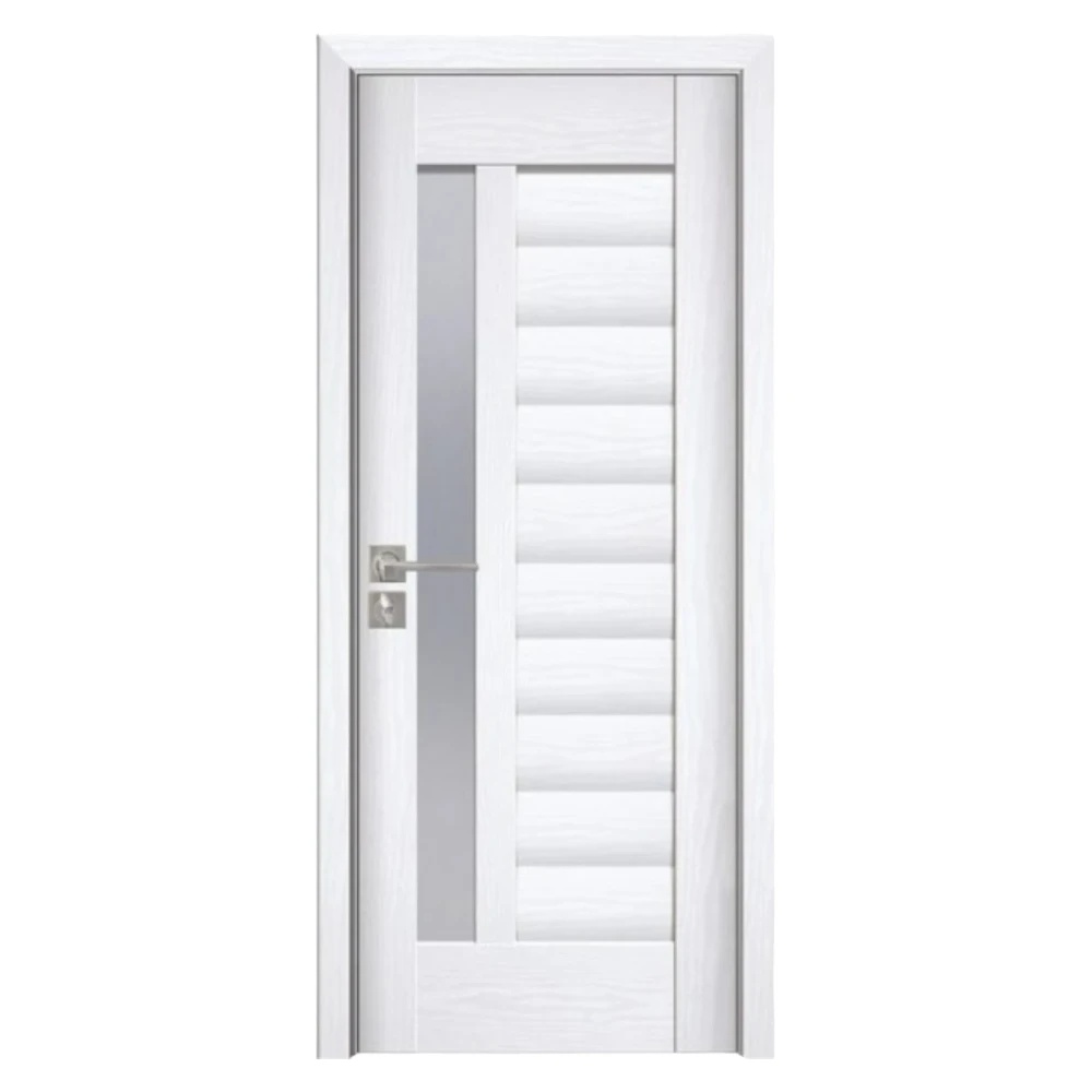 Usa Interior din MDF Novo Doors ND03 LUX PREMIUM, Cadru din Lemn Masiv, KIT COMPLET, Toc Reglabil de 10 CM INCLUS, Plinta pe Ambele Parti (Culoare: Alb, Dimensiune: 80 cm, Maner: Patrat argintiu crom, Toc: Reglabil 10 cm)