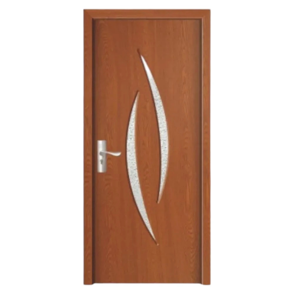 Usa Interior din MDF Novo Doors ND100, Cadru din Lemn Masiv, Geam Sablat, KIT COMPLET, Toc , Manere si balamale incluse (Culoare: Stejar Auriu, Dimensiune: 80 cm, Maner: Patrat negru inchidere magnetica, Toc: Reglabil 30 cm)