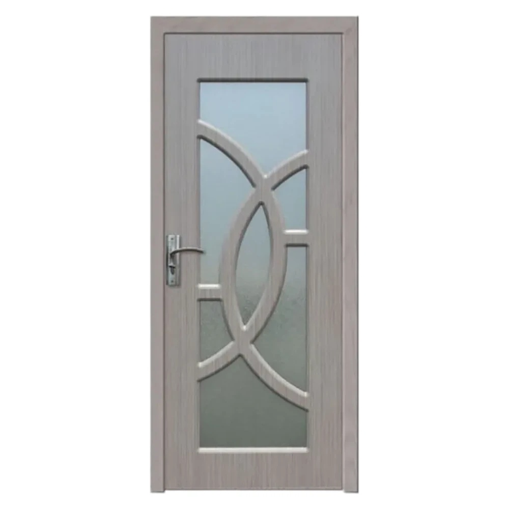 Usa Interior din MDF Novo Doors ND309, Cadru din Lemn Masiv, Geam Sablat, KIT COMPLET, Toc , Manere si balamale incluse (Culoare: Gri, Dimensiune: 60 cm, Toc: Reglabil 30 cm, Maner: Patrat auriu inchidere magnetica)