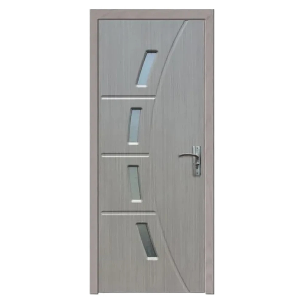 Mărește imaginea pentru Usa Interior din MDF Novo Doors ND508, Cadru din Lemn Masiv, Geam Sablat, KIT COMPLET, Toc , Manere si balamale incluse (Culoare: Gri, Dimensiune: 60 cm, Maner: Standard, Toc: Fix)