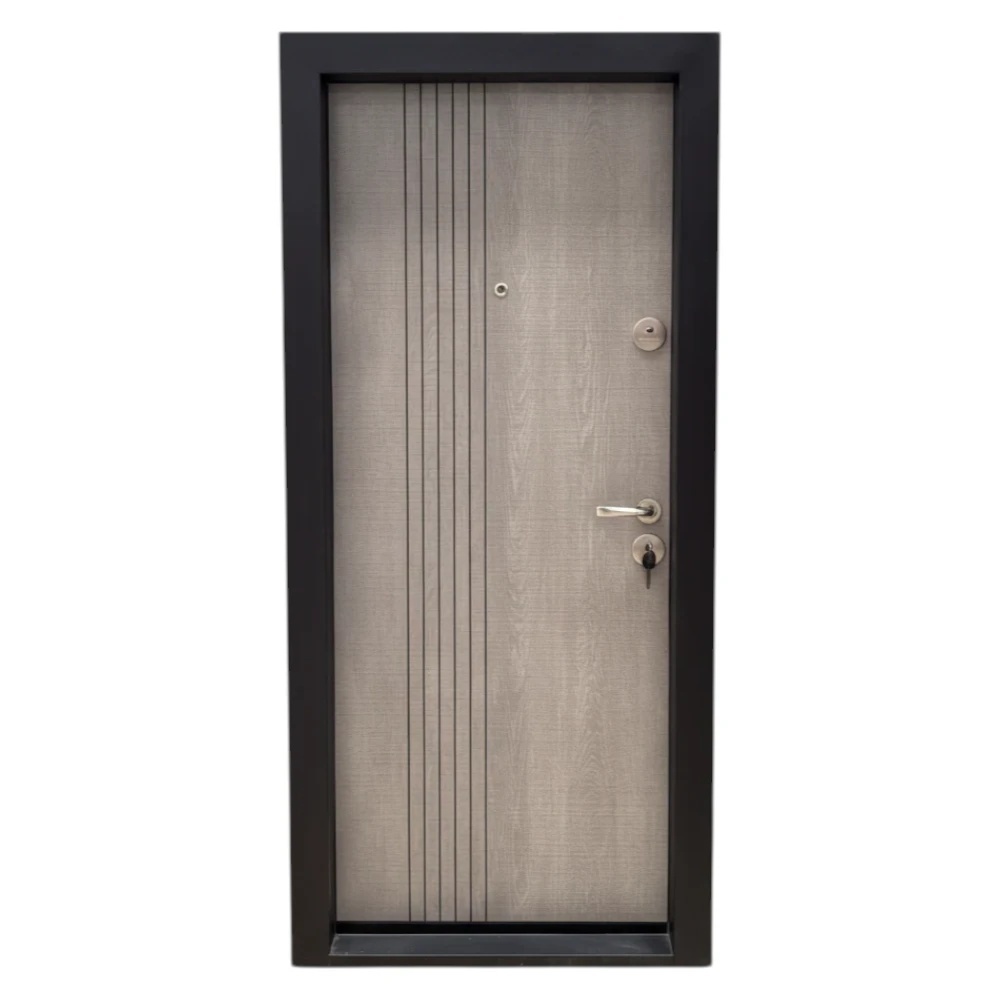 Usa metalica de apartament cu izolatie si vizor Novo Doors First Class NDS32, Deschidere Stanga Dreapta, Dimensiune 200X88 cm, Tabla 1.2 mm, Kit complet, Gri deschis (Sens deschidere: Stanga)