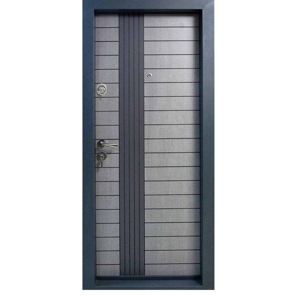 Usa metalica de apartament cu izolatie si vizor Novo Doors First Class NDS14, Deschidere Stanga Dreapta, Dimensiune 200X88 cm, Tabla 1.2 mm, Kit complet, Gri antracit (Sens deschidere: Dreapta)