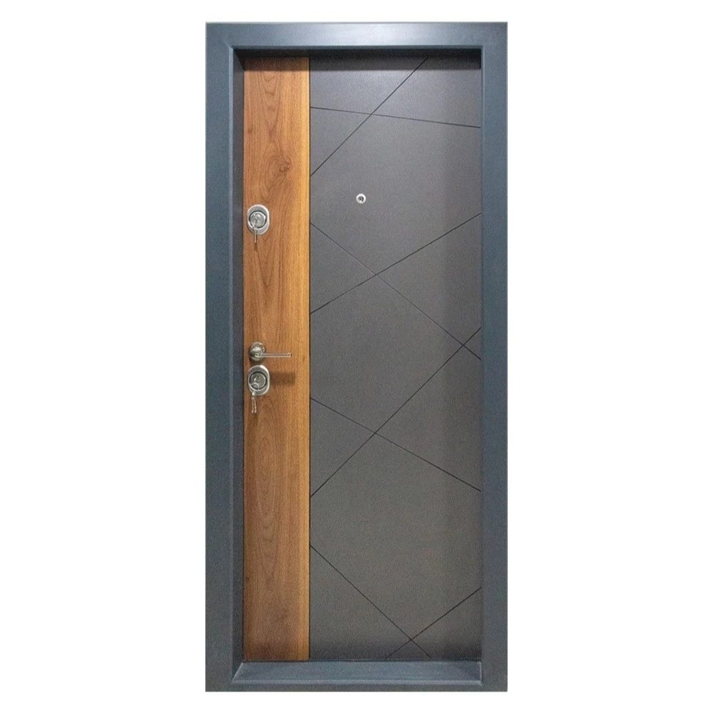 Usa metalica de apartament cu izolatie si vizor Novo Doors First Class NDS05, Deschidere Stanga Dreapta, Dimensiune 200X88 cm, Tabla 1.2 mm, Kit complet, Gri antracit cu insertie Stejar (Sens deschidere: Dreapta)
