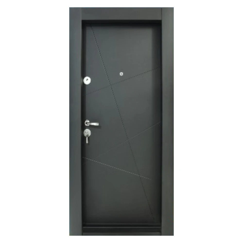 Usa metalica de apartament cu izolatie si vizor Novo Doors First Class NDS18, Cu toc imbracat si folie PVC, Deschidere Stanga Dreapta, Dimensiune 200X88 cm, Tabla 1.2 mm, Kit complet, Negru perlat (Sens deschidere: Dreapta)