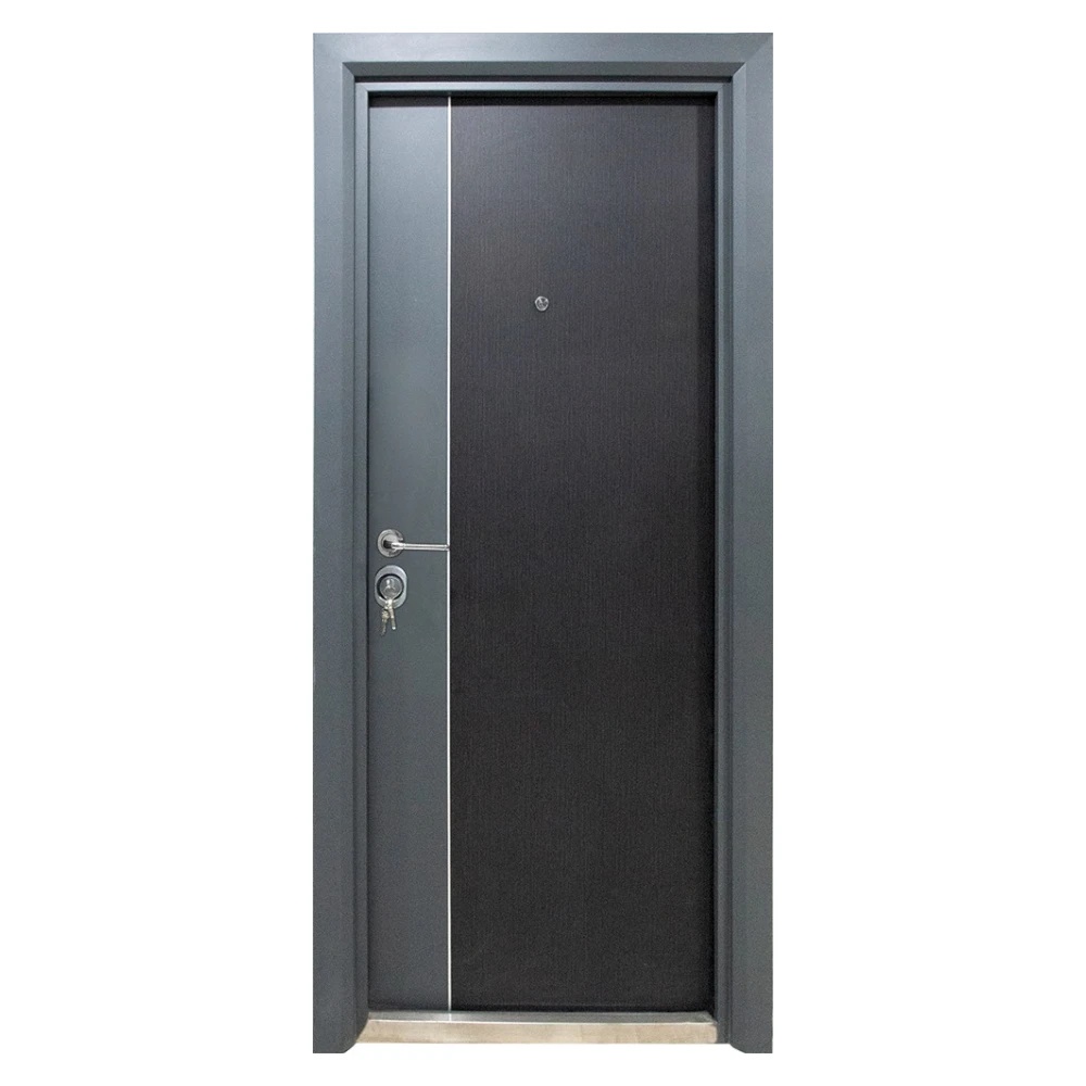 Usa metalica de exterior cu izolatie si vizor Novo Doors NDFC10001 ,deschidere stanga dreapta, 1 yala, dimensiuni multiple,tabla 1.2 mm, balamale si clanta incluse, toc de 7 centimetri, pentru case (Culoare: Gri Antracit, Sens deschidere: Stanga)
