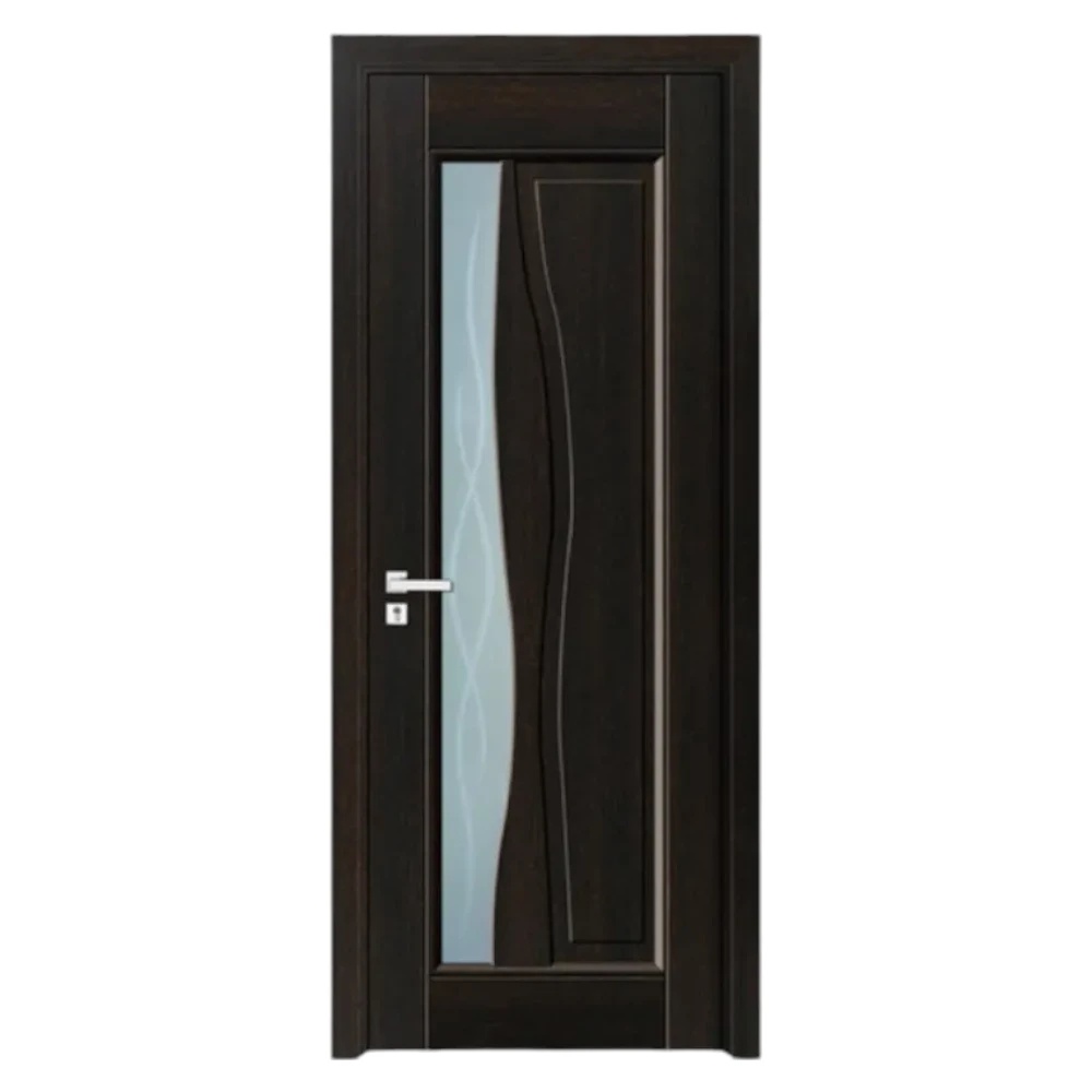 Usa Interior din MDF Novo Doors ND07 LUX PREMIUM, Cadru din Lemn Masiv, KIT COMPLET, Toc Reglabil de 10 CM INCLUS, Plinta pe Ambele Parti (Culoare: Wenge, Dimensiune: 70 cm, Toc: Reglabil 10 cm, Maner: Patrat auriu inchidere magnetica)