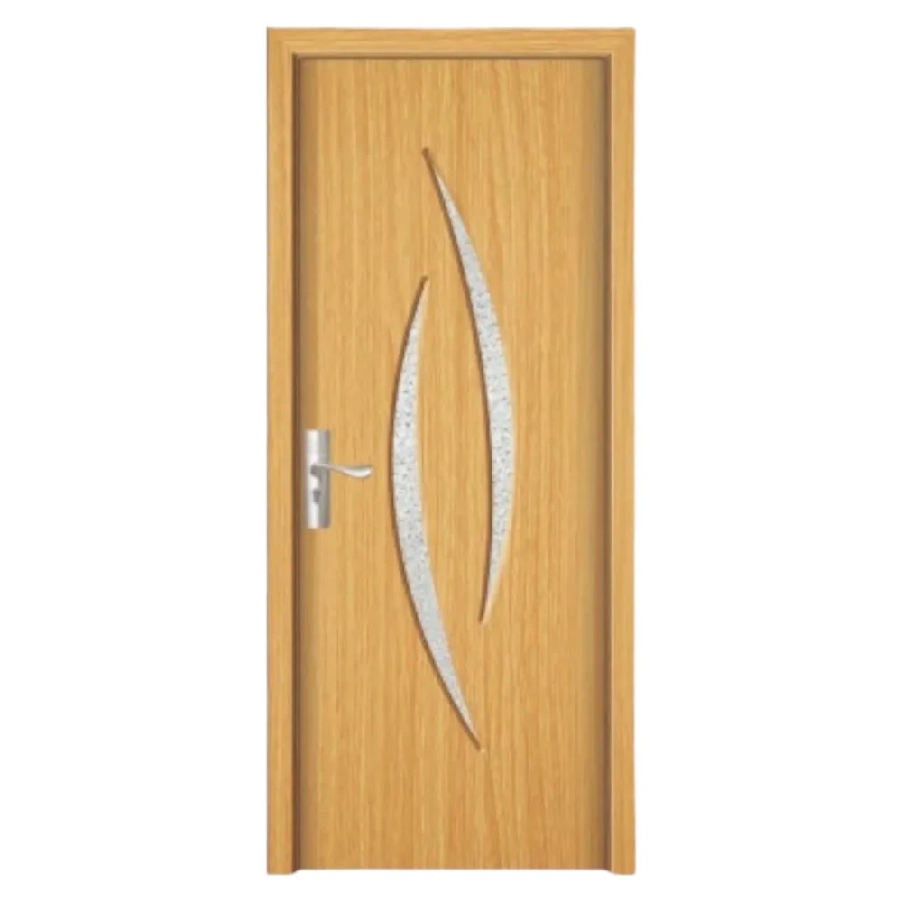 Usa Interior din MDF Novo Doors ND100, Cadru din Lemn Masiv, Geam Sablat, KIT COMPLET, Toc , Manere si balamale incluse (Culoare: Stejar Deschis, Dimensiune: 80 cm, Toc: Fix, Maner: Patrat auriu inchidere magnetica)