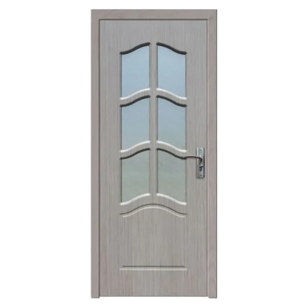 Usa Interior din MDF Novo Doors ND109, Cadru din Lemn Masiv, Geam Sablat, KIT COMPLET, Toc , Manere si balamale incluse (Culoare: Gri, Dimensiune: 70 cm, Toc: Fix, Maner: Patrat auriu inchidere magnetica)
