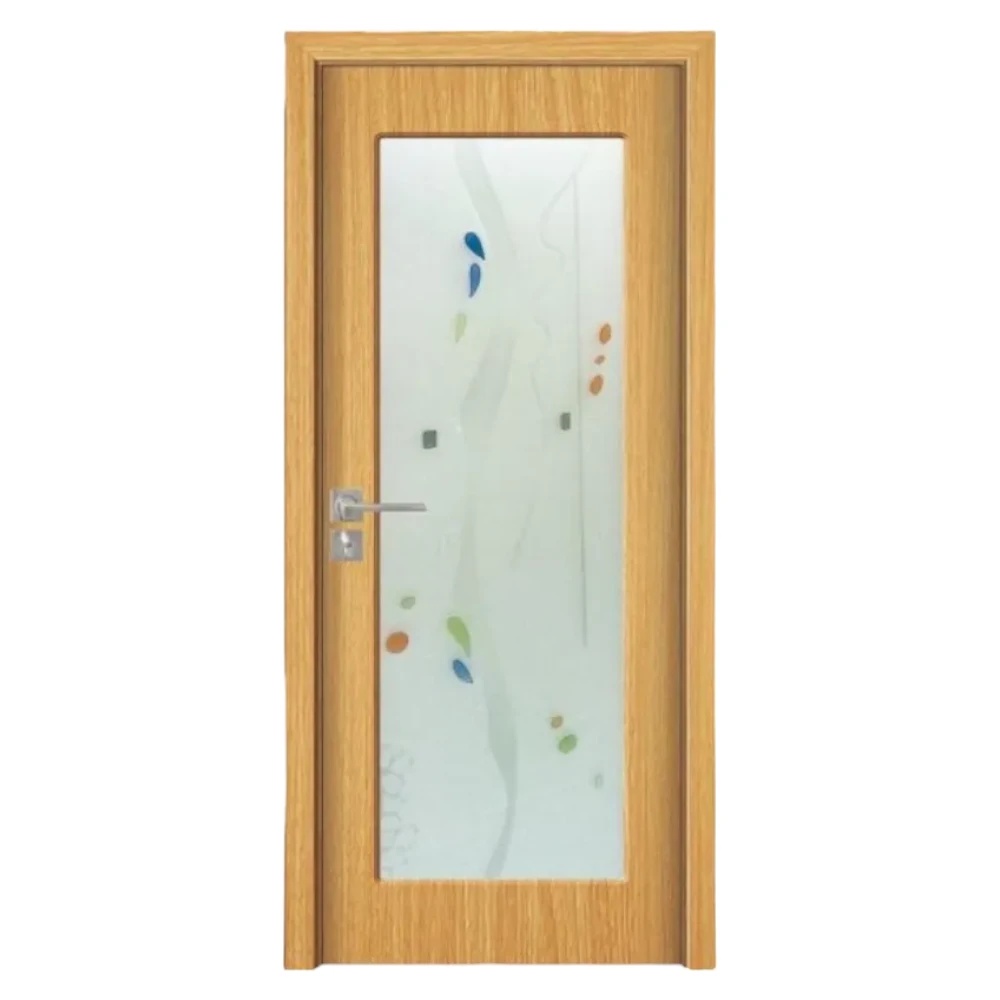 Mărește imaginea pentru Usa Interior din MDF Novo Doors ND110, Cadru din Lemn Masiv, Geam Sablat, KIT COMPLET, Toc , Manere si balamale incluse (Culoare: Stejar Deschis, Dimensiune: 70 cm, Toc: Reglabil 30 cm, Maner: Patrat auriu inchidere magnetica)