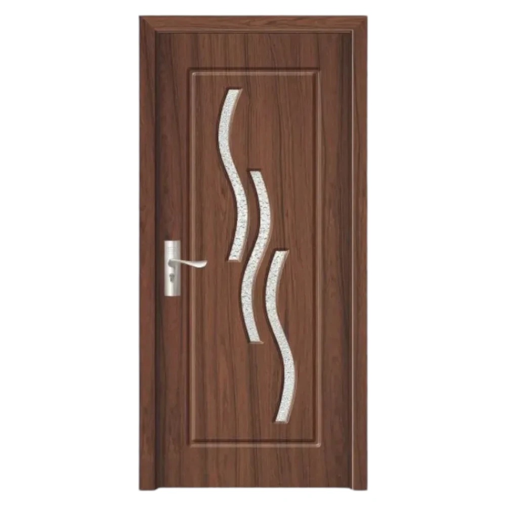 Usa Interior din MDF Novo Doors ND14, Cadru din Lemn Masiv, Geam Sablat, KIT COMPLET, Toc , Manere si balamale incluse (Culoare: Nuc, Dimensiune: 70 cm, Toc: Fix, Maner: Patrat auriu inchidere magnetica)