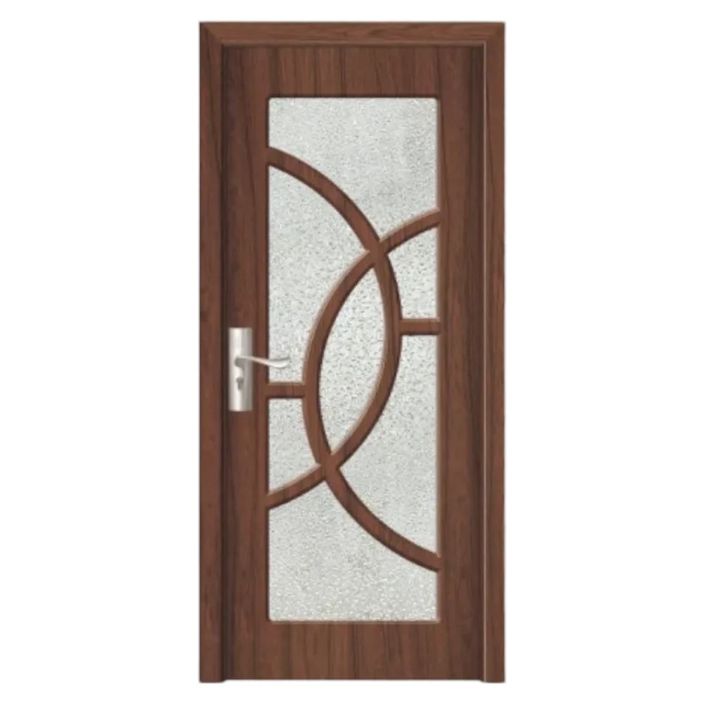 Usa Interior din MDF Novo Doors ND309, Cadru din Lemn Masiv, Geam Sablat, KIT COMPLET, Toc , Manere si balamale incluse (Culoare: Nuc, Dimensiune: 60 cm, Toc: Reglabil 30 cm, Maner: Patrat auriu inchidere magnetica)