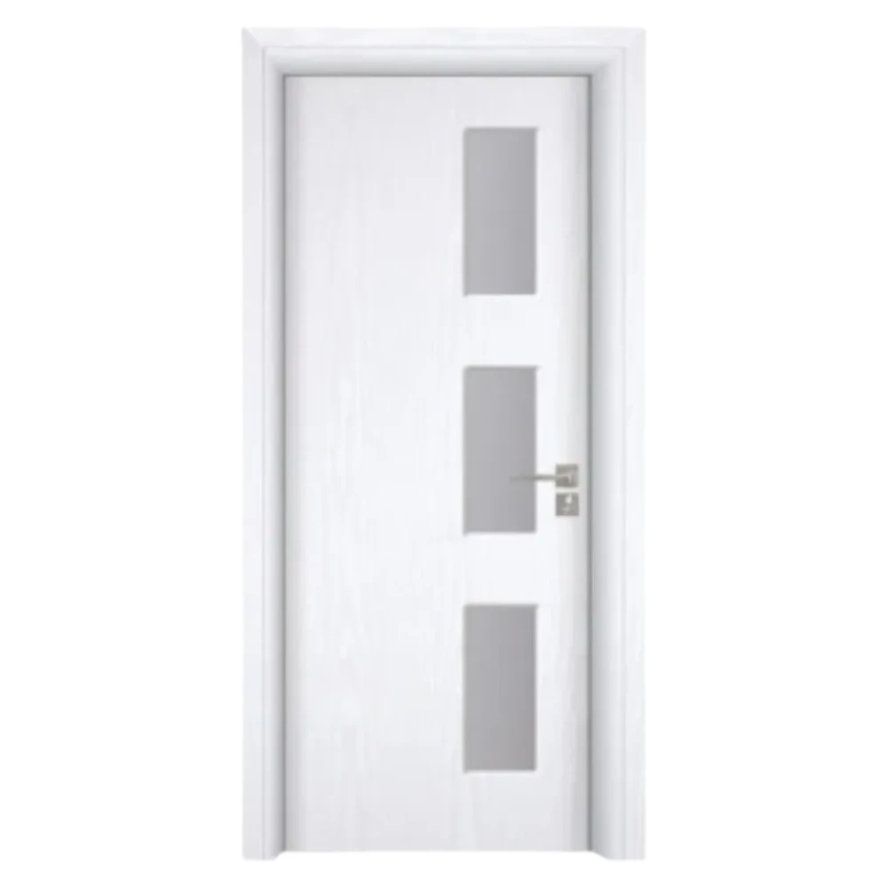 Mărește imaginea pentru Usa Interior din MDF Novo Doors ND316, Cadru din Lemn Masiv, Geam Sablat, KIT COMPLET, Toc , Manere si balamale incluse (Culoare: Alb, Dimensiune: 80 cm, Toc: Reglabil 30 cm, Maner: Patrat auriu inchidere magnetica)