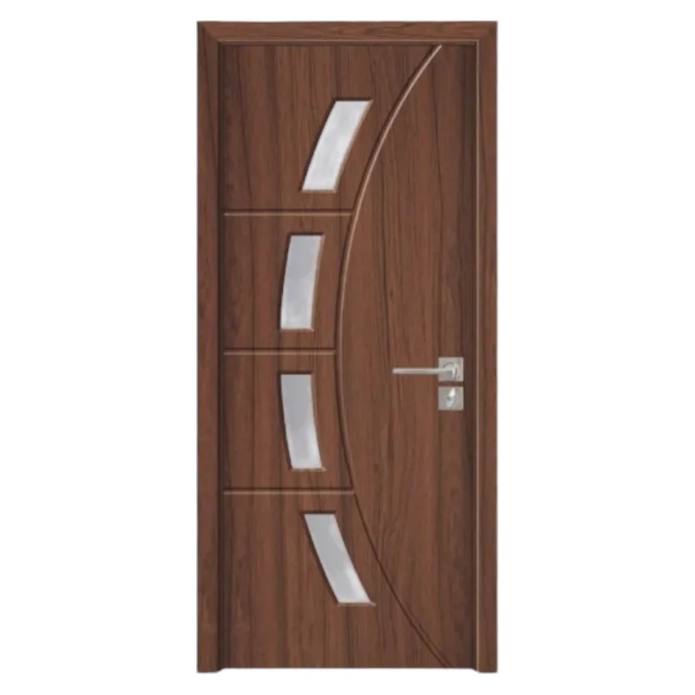 Usa Interior din MDF Novo Doors ND508, Cadru din Lemn Masiv, Geam Sablat, KIT COMPLET, Toc , Manere si balamale incluse (Culoare: Nuc, Dimensiune: 70 cm, Maner: Patrat negru inchidere magnetica, Toc: Fix)
