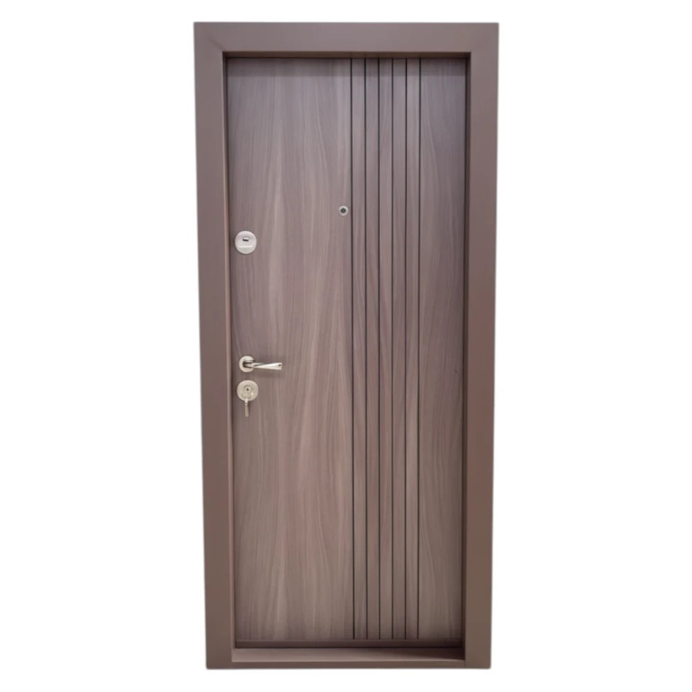 Usa metalica de apartament cu izolatie si vizor Novo Doors First Class NDS29, Deschidere Stanga Dreapta, Dimensiune 200X88 cm, Tabla 1.2 mm, Kit complet, Maron Tanganica (Sens deschidere: Dreapta)