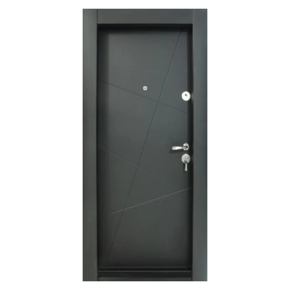 Usa metalica de apartament cu izolatie si vizor Novo Doors First Class NDS18, Cu toc imbracat si folie PVC, Deschidere Stanga Dreapta, Dimensiune 200X88 cm, Tabla 1.2 mm, Kit complet, Negru perlat (Sens deschidere: Stanga)