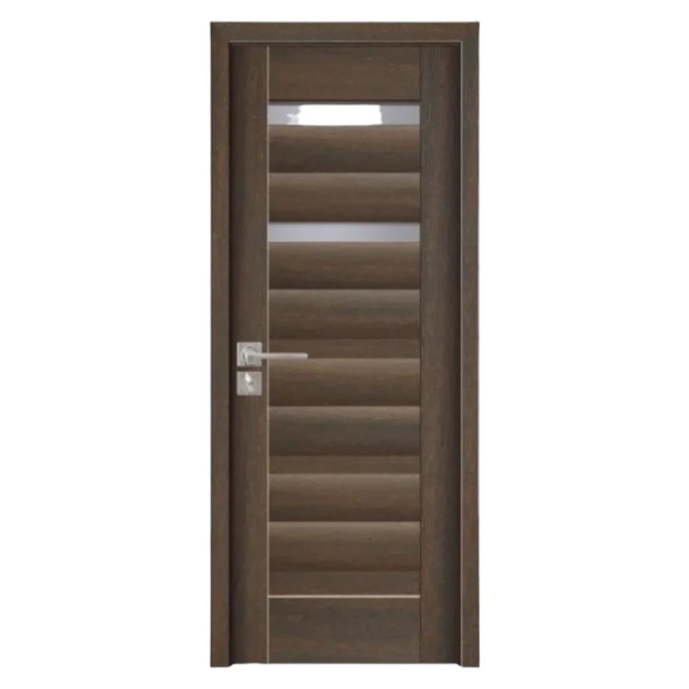 Usa Interior din MDF Novo Doors ND02 LUX PREMIUM, Cadru din Lemn Masiv, KIT COMPLET, Toc Reglabil de 10 CM INCLUS, Plinta pe Ambele Parti (Culoare: Wenge, Dimensiune: 80 cm, Maner: Patrat negru inchidere magnetica, Toc: Reglabil 10 cm)