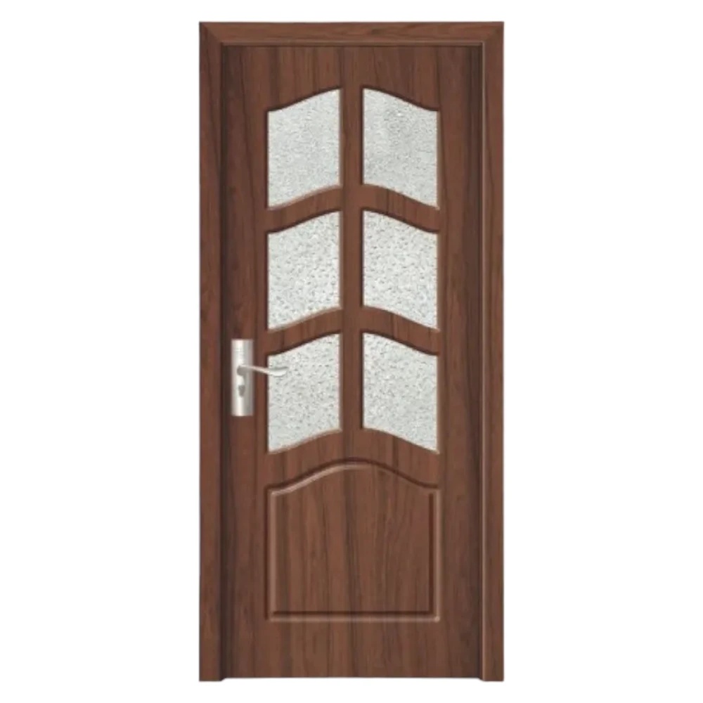 Usa Interior din MDF Novo Doors ND109, Cadru din Lemn Masiv, Geam Sablat, KIT COMPLET, Toc , Manere si balamale incluse (Culoare: Nuc, Dimensiune: 60 cm, Toc: Fix, Maner: Patrat auriu inchidere magnetica)