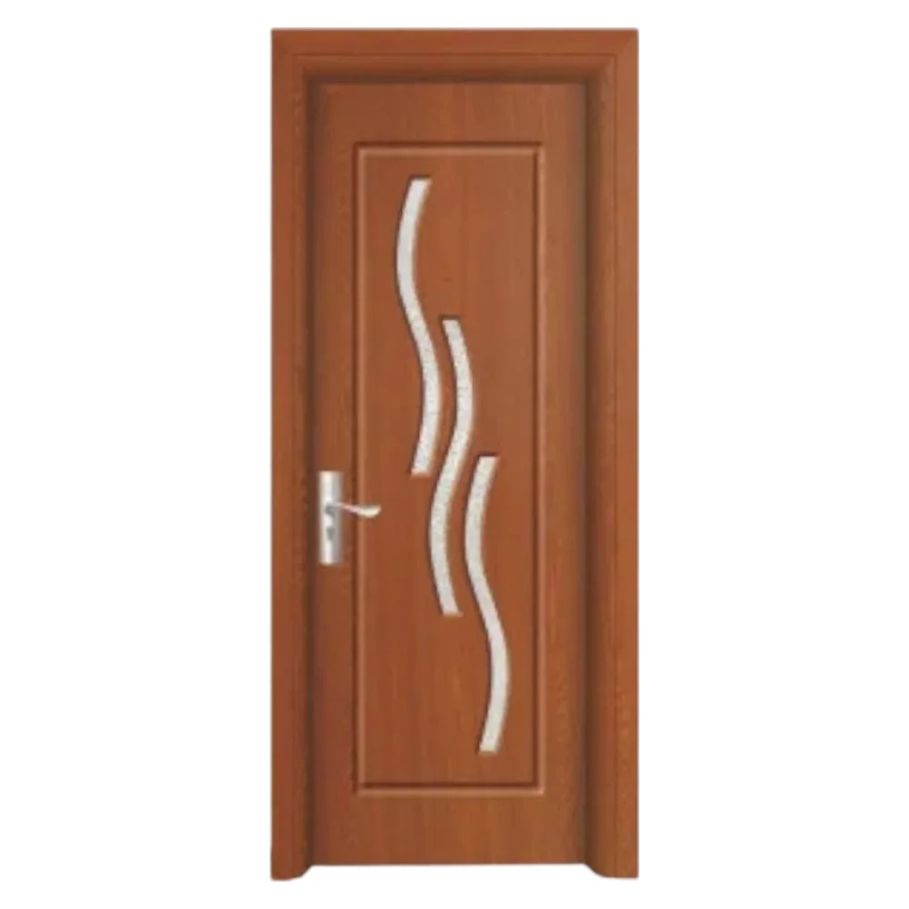 Usa Interior din MDF Novo Doors ND14, Cadru din Lemn Masiv, Geam Sablat, KIT COMPLET, Toc , Manere si balamale incluse (Culoare: Stejar Auriu, Dimensiune: 70 cm, Toc: Fix, Maner: Patrat auriu inchidere magnetica)