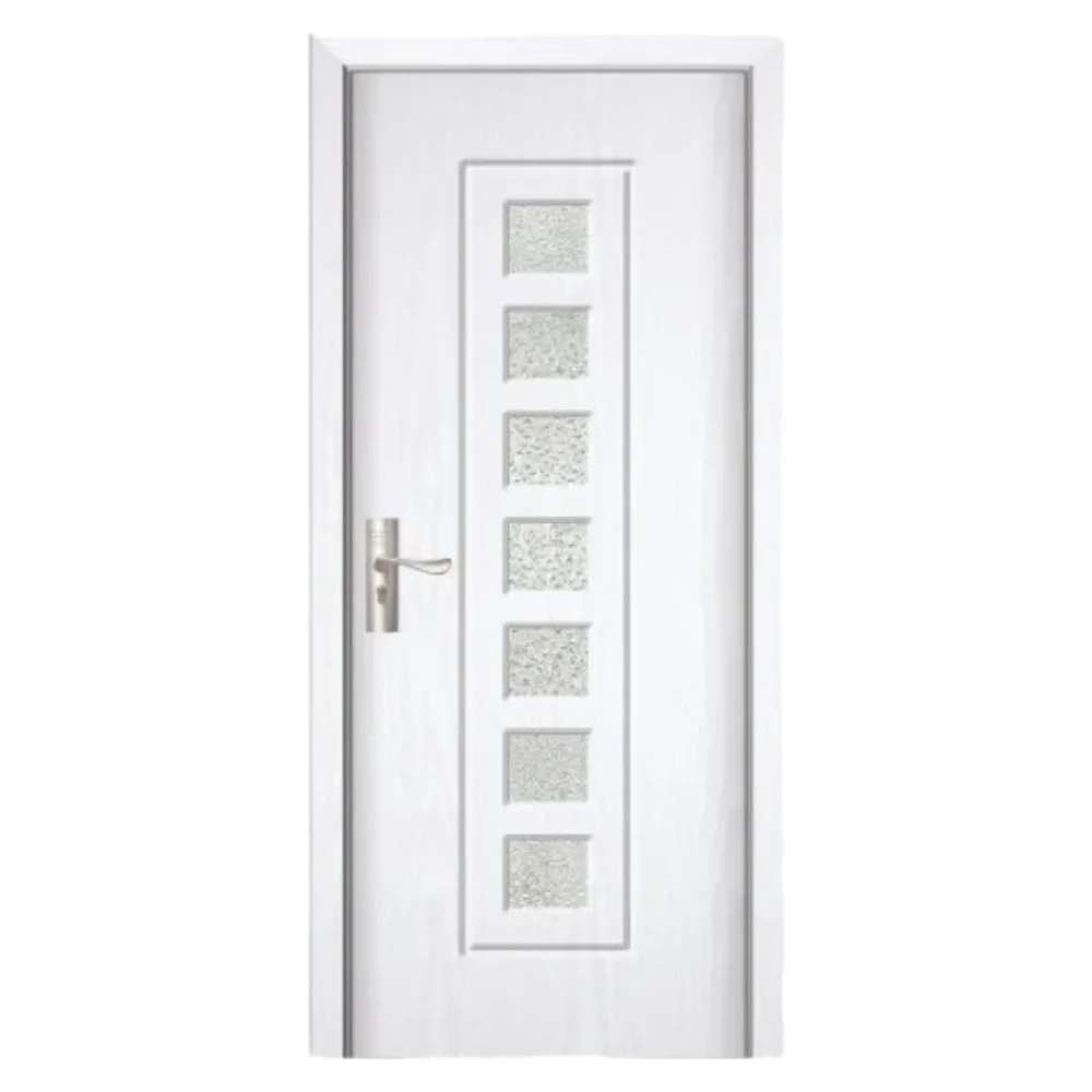 Usa Interior din MDF Novo Doors ND236, Cadru din Lemn Masiv, Geam Sablat, KIT COMPLET, Toc , Manere si balamale incluse (Culoare: Alb, Dimensiune: 60 cm, Toc: Reglabil 30 cm, Maner: Patrat auriu inchidere magnetica)