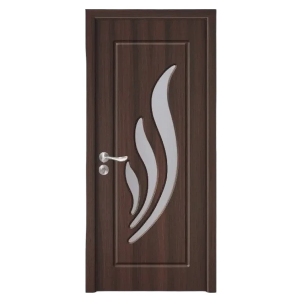 Usa Interior din MDF Novo Doors ND310, Cadru din Lemn Masiv, Geam Sablat, KIT COMPLET, Toc , Manere si balamale incluse (Culoare: Wenge, Dimensiune: 80 cm, Maner: Patrat argintiu crom, Toc: Reglabil 30 cm)