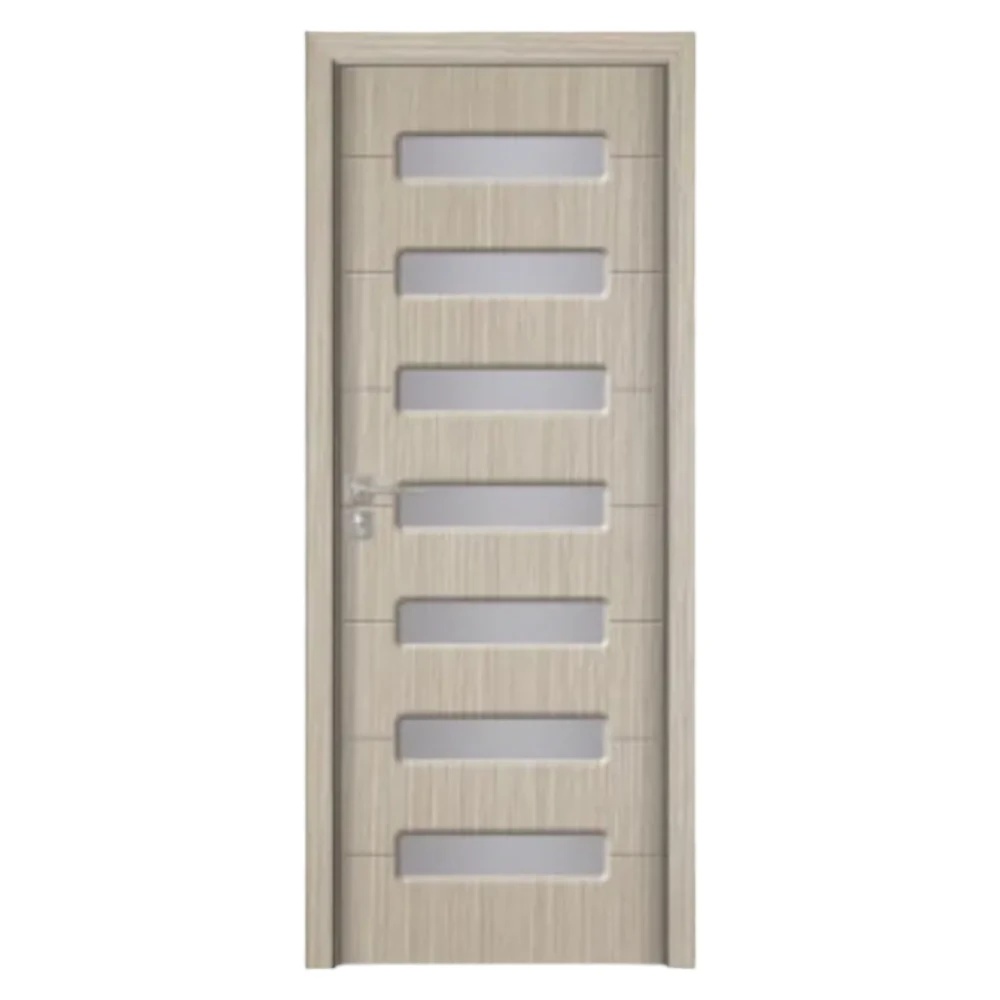 Usa Interior din MDF Novo Doors ND318, Cadru din Lemn Masiv, Geam Sablat, KIT COMPLET, Toc , Manere si balamale incluse (Culoare: Gri, Dimensiune: 70 cm, Toc: Fix, Maner: Patrat auriu inchidere magnetica)