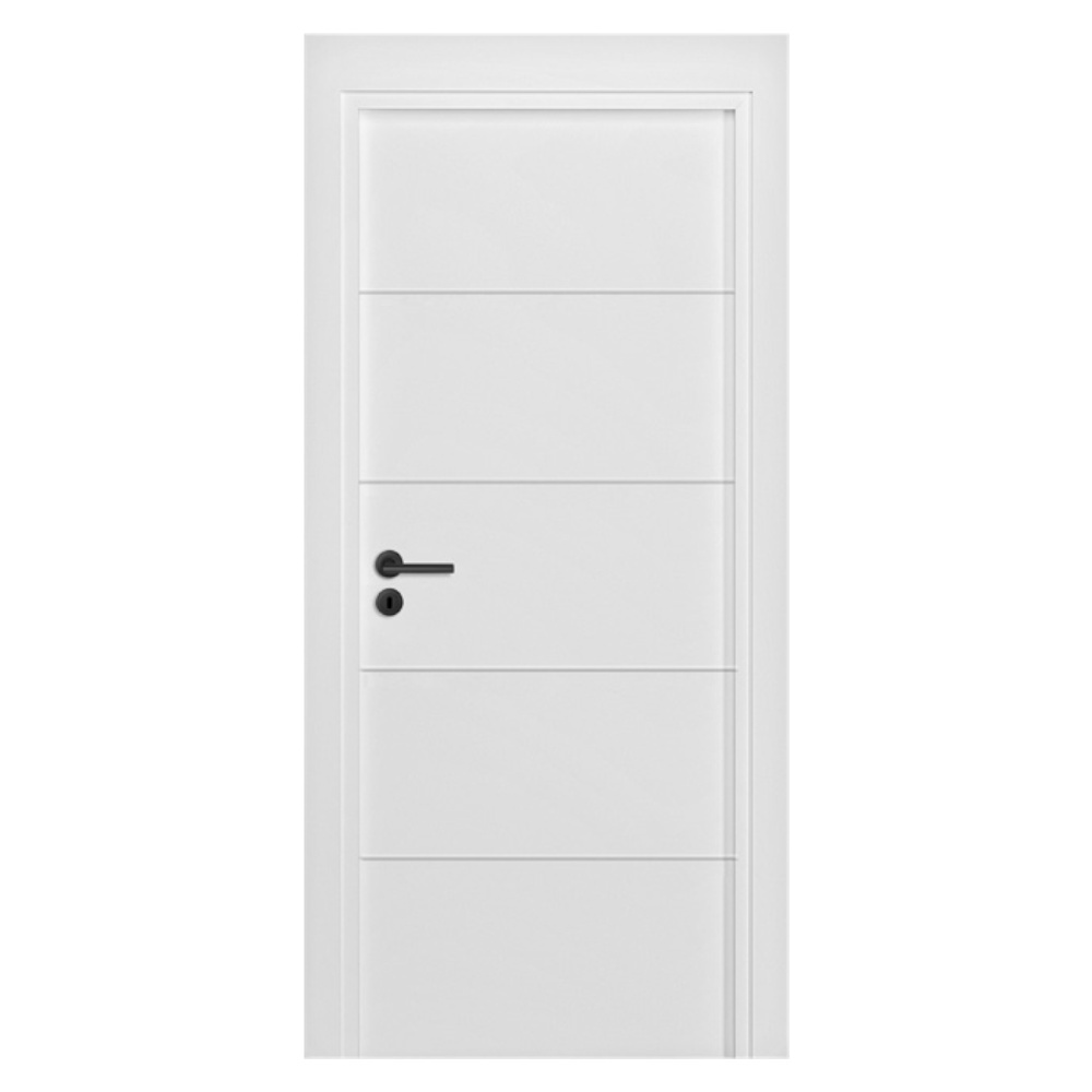 Usa Interior din MDF Novo Doors NDF01 LUX PREMIUM SOFT TOUCH, Cadru din Lemn Masiv, KIT COMPLET, Toc Reglabil de 10 CM INCLUS, Plinta pe Ambele Parti (Dimensiune: 70 cm, Toc: Reglabil 30 cm, Maner: Patrat negru)