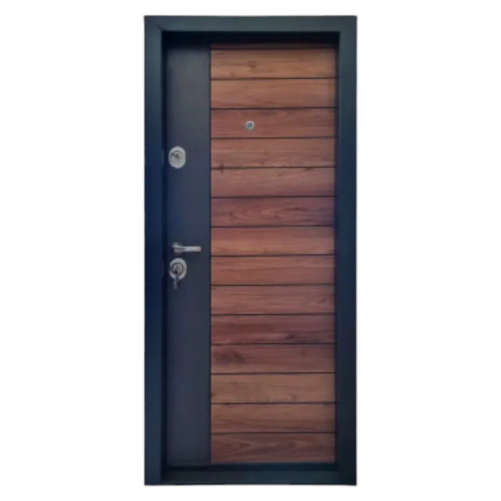 Usa metalica de apartament cu izolatie si vizor Novo Doors First Class NDFC09, Deschidere Stanga Dreapta, Dimensiune 200X88 cm, Tabla 1.2 mm, Kit complet, Gri antracit cu insertie Nuc (Sens deschidere: Dreapta)