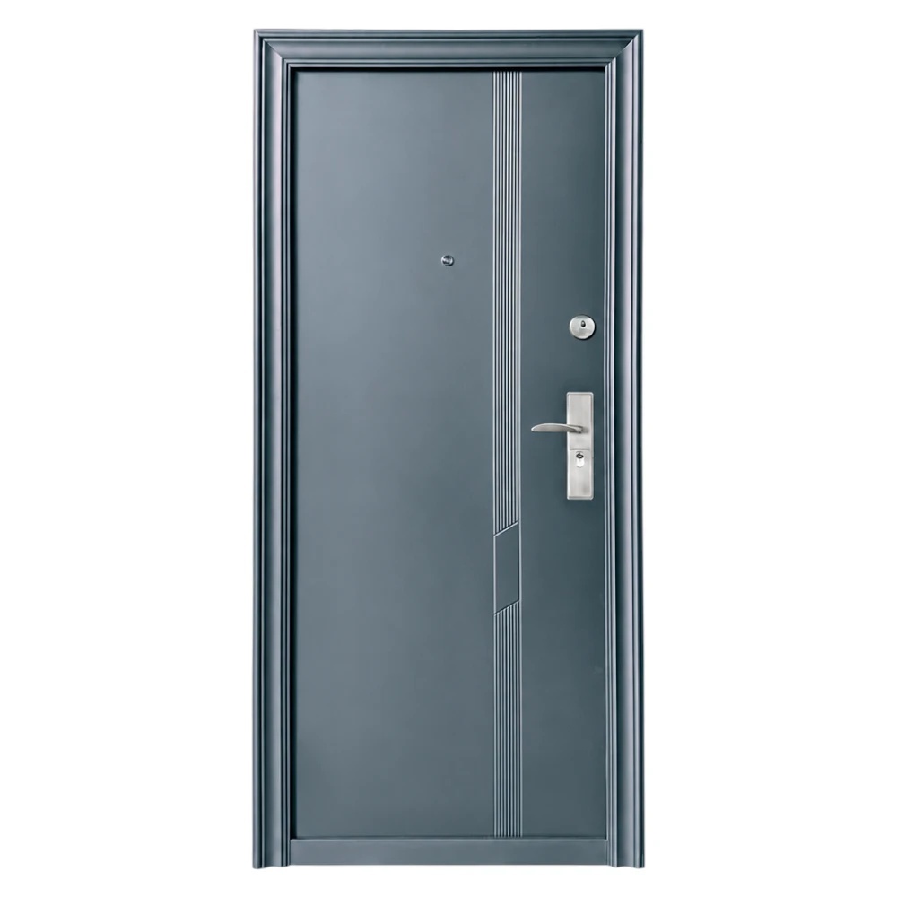 Usa metalica de exterior cu izolatie si vizor Novo Doors ND43, Deschidere Stanga Dreapta, tabla 0.5 mm, balamale si clanta incluse, toc de 7 cm, pentru case, Gri Antracit (Sens deschidere: Stanga)