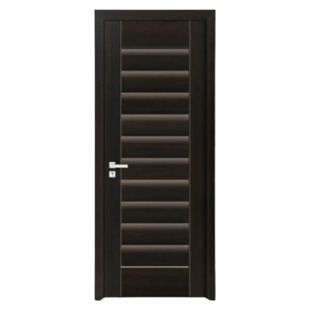 Usa Interior din MDF Novo Doors ND01 LUX PREMIUM, Cadru din Lemn Masiv, KIT COMPLET, Toc Reglabil de 10 CM INCLUS, Plinta pe Ambele Parti (Culoare: Wenge, Dimensiune: 60 cm, Toc: Reglabil 30 cm, Maner: Patrat auriu inchidere magnetica)