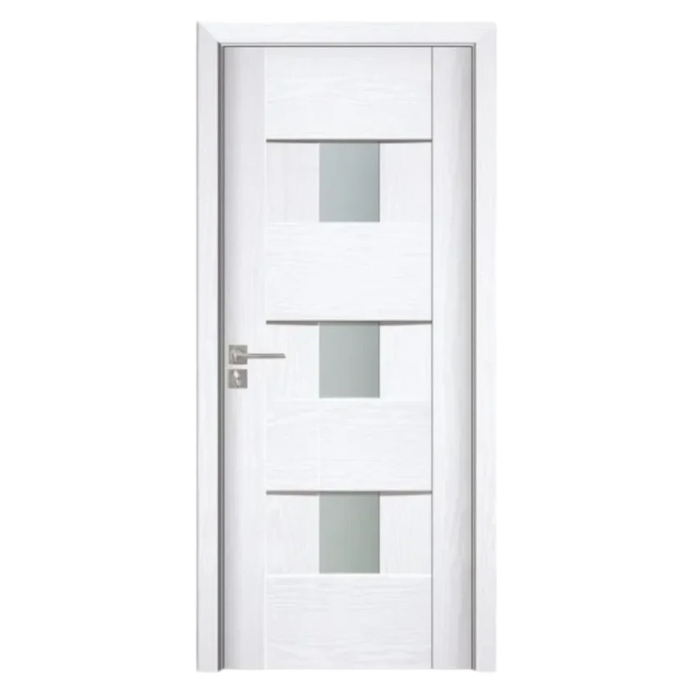 Usa Interior din MDF Novo Doors ND06 LUX PREMIUM, Cadru din Lemn Masiv, KIT COMPLET, Toc Reglabil de 10 CM INCLUS, Plinta pe Ambele Parti (Culoare: Alb, Dimensiune: 70 cm, Toc: Reglabil 30 cm, Maner: Patrat auriu inchidere magnetica)