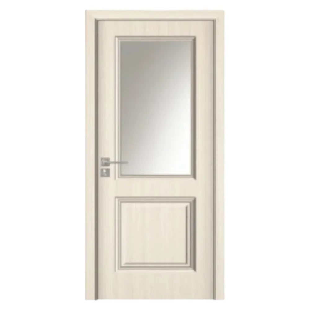 Usa Interior din MDF Novo Doors ND10 LUX PREMIUM, Cadru din Lemn Masiv, KIT COMPLET, Toc Reglabil de 10 CM INCLUS, Plinta pe Ambele Parti (Culoare: Crem, Dimensiune: 60 cm, Toc: Reglabil 10 cm, Maner: Patrat auriu inchidere magnetica)