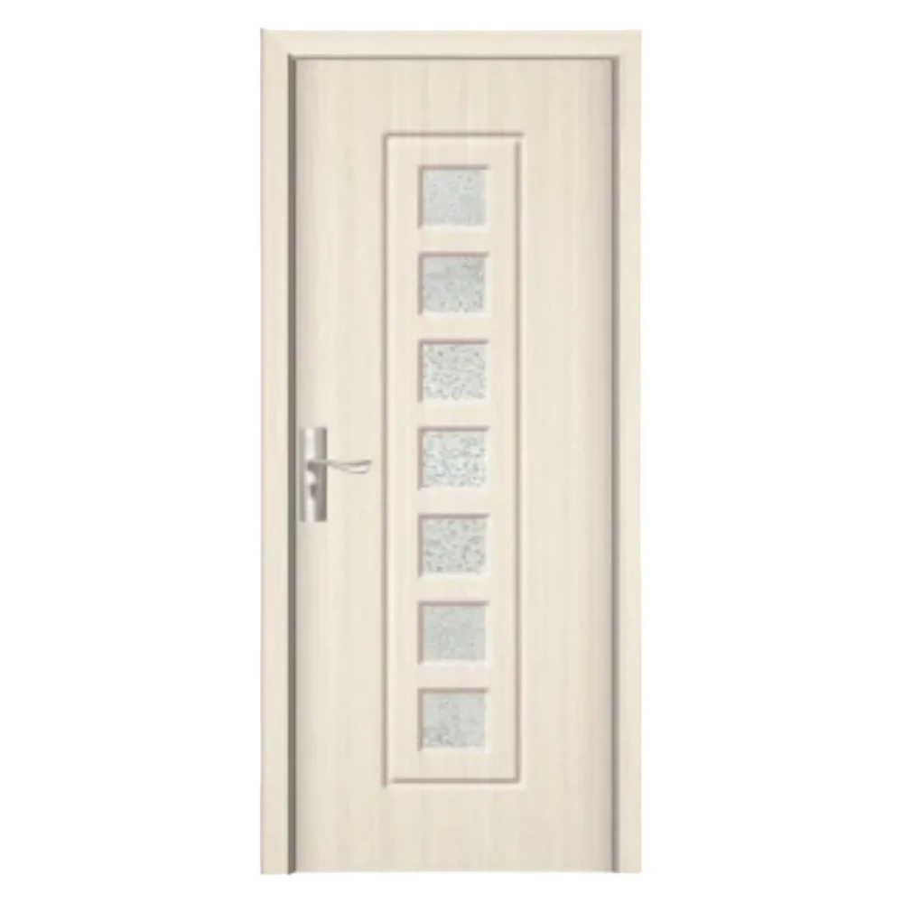 Usa Interior din MDF Novo Doors ND236, Cadru din Lemn Masiv, Geam Sablat, KIT COMPLET, Toc , Manere si balamale incluse (Culoare: Crem, Dimensiune: 60 cm, Toc: Fix, Maner: Patrat auriu inchidere magnetica)
