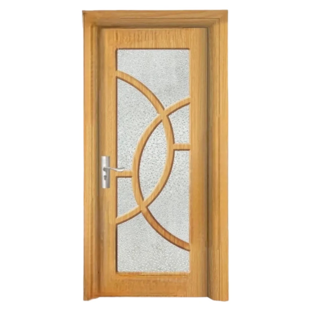 Mărește imaginea pentru Usa Interior din MDF Novo Doors ND309, Cadru din Lemn Masiv, Geam Sablat, KIT COMPLET, Toc , Manere si balamale incluse (Culoare: Stejar Deschis, Dimensiune: 70 cm, Maner: Standard, Toc: Reglabil 30 cm)