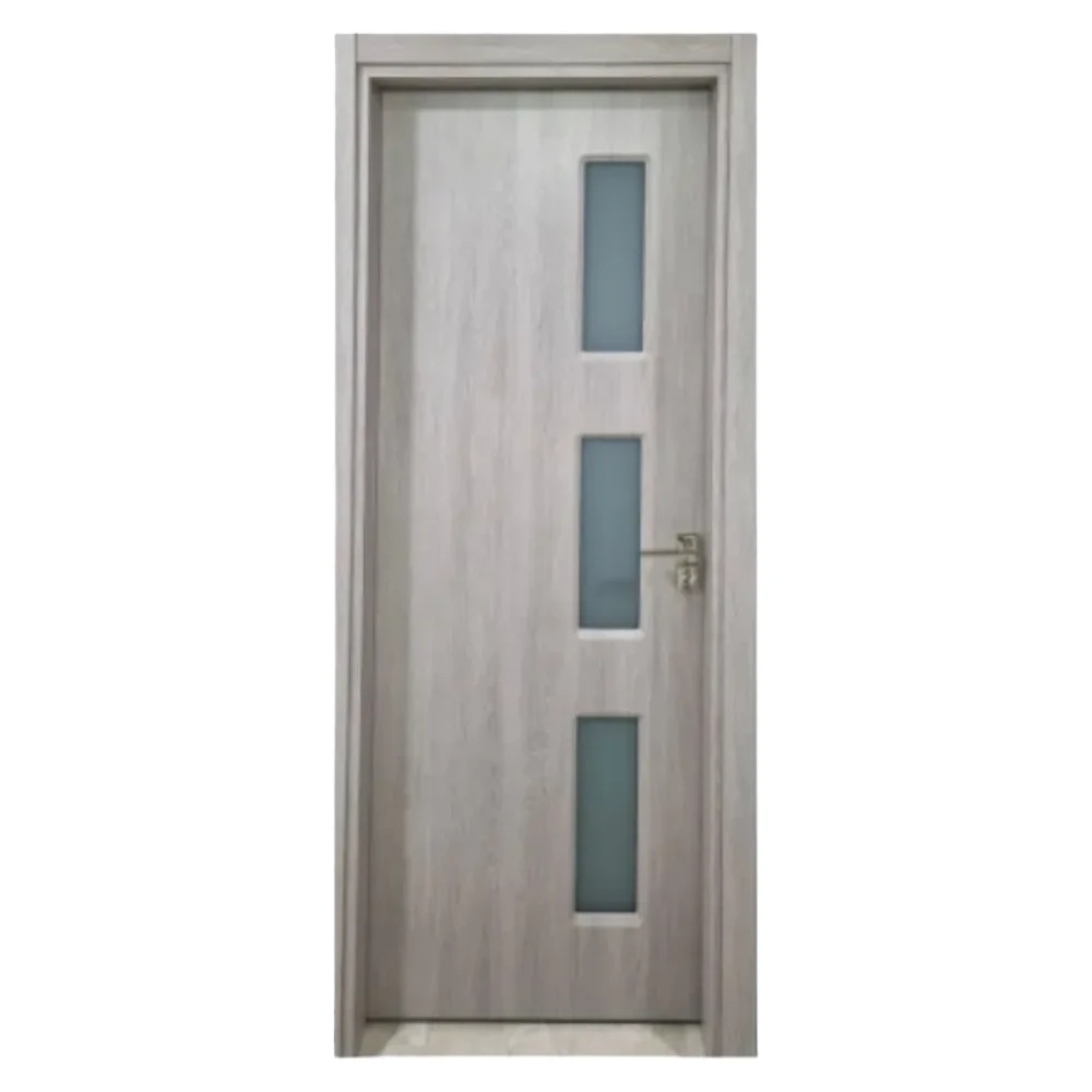 Usa Interior din MDF Novo Doors ND316, Cadru din Lemn Masiv, Geam Sablat, KIT COMPLET, Toc , Manere si balamale incluse (Culoare: Gri deschis, Dimensiune: 60 cm, Toc: Reglabil 30 cm, Maner: Patrat auriu inchidere magnetica)